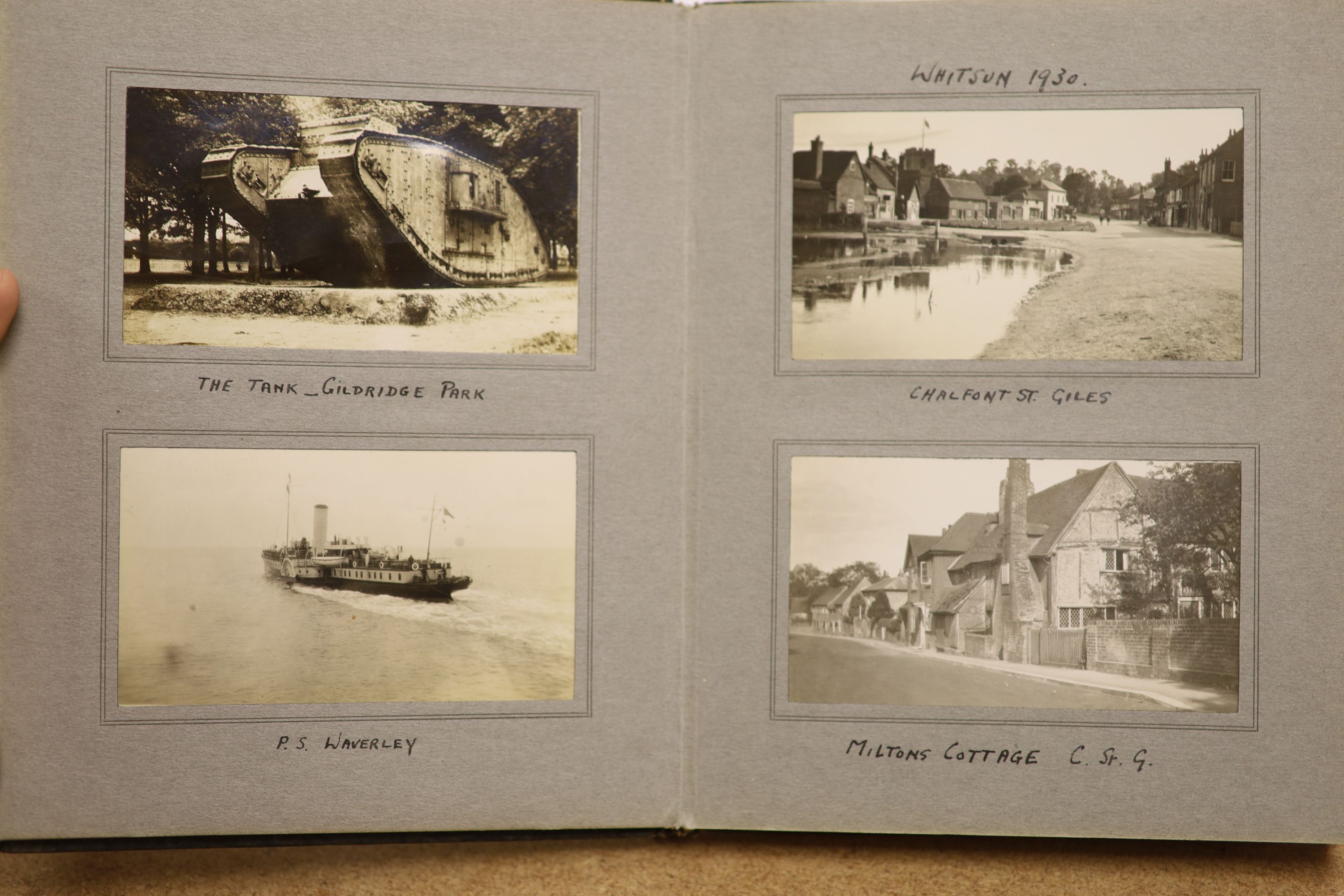 Three albums of photographs and a quantity of postcards inc. erotica.